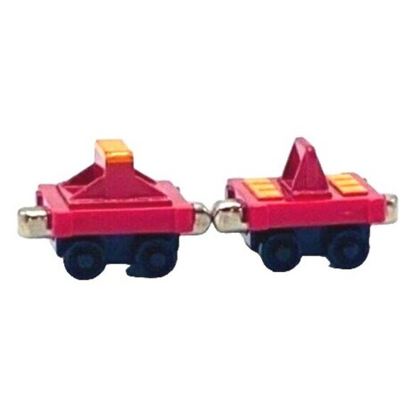 Miniature Red & Orange Train Cars With Connectors - Picture 1 of 4